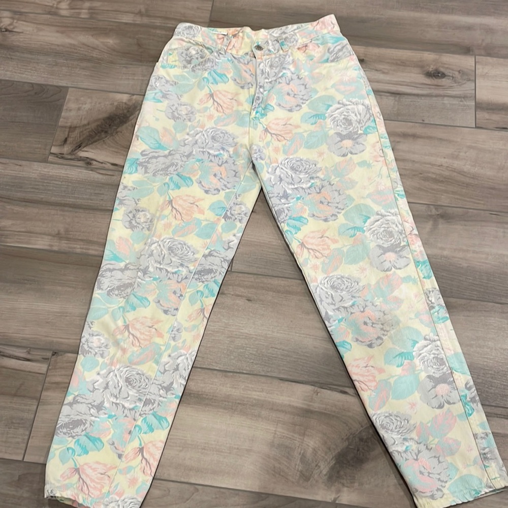 Vintage Jeanjer Floral Denim Jeans -  Juniors 11/12